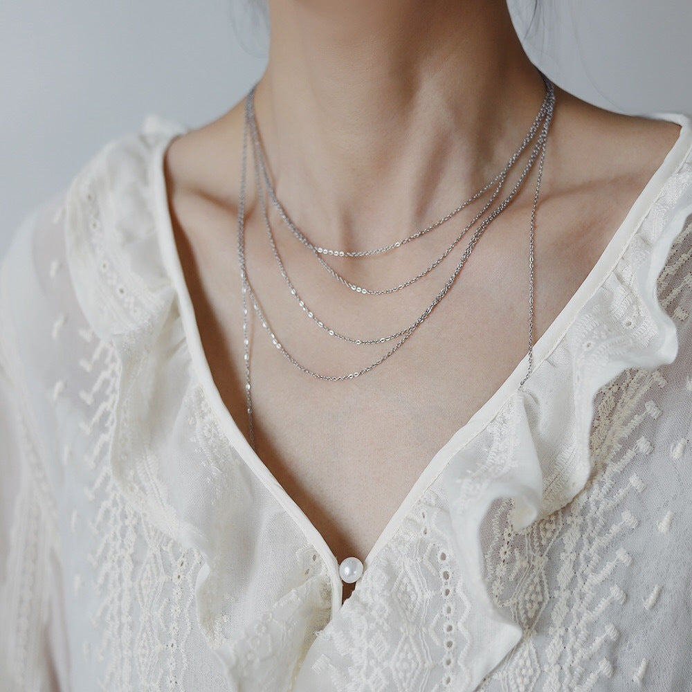 European and American simple versatile thin chain plain chain high temperament necklace clavicle chain women with dress shirt jewelry