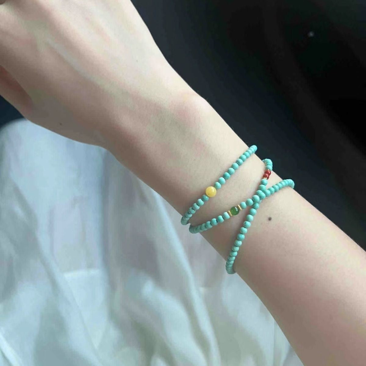 New Niche Turquoise Bracelet Multi-Circle Millet Bead Bracelet for Women New Chinese Fashion Design Light Luxury Bestie Gift