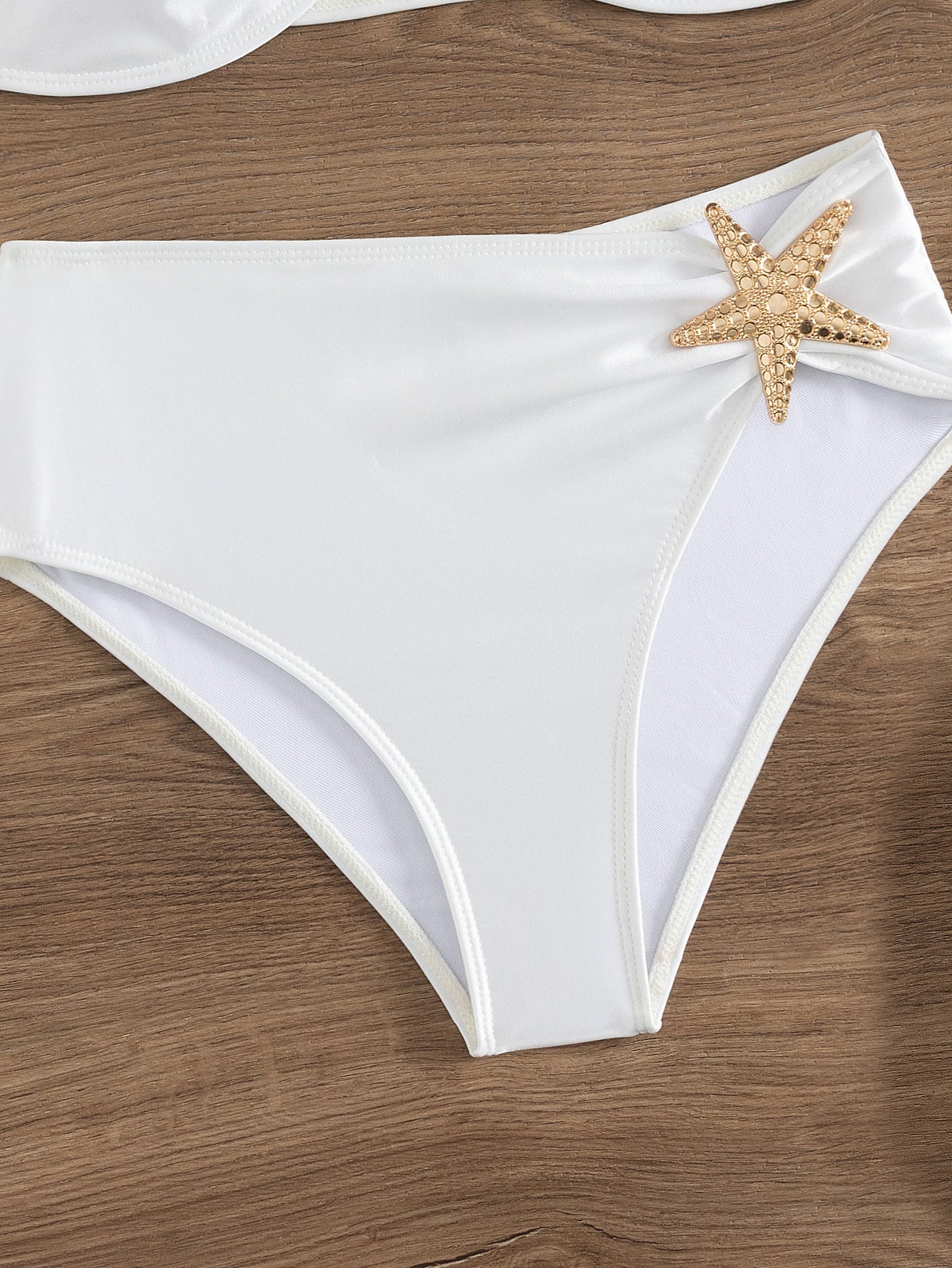 2025 New European and American Women's Swimwear Solid Color Starfish Sexy Bikini Lace-up Tube Top High Waist Foreign Trade Swimwear