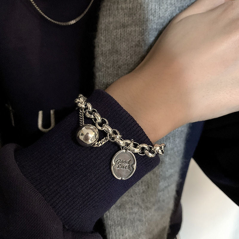 Six-pointed Star Old 925 Sterling Silver Bracelet Women's Autumn and Winter 2025 New Ins Niche Design Cold Style Couple Bracelet