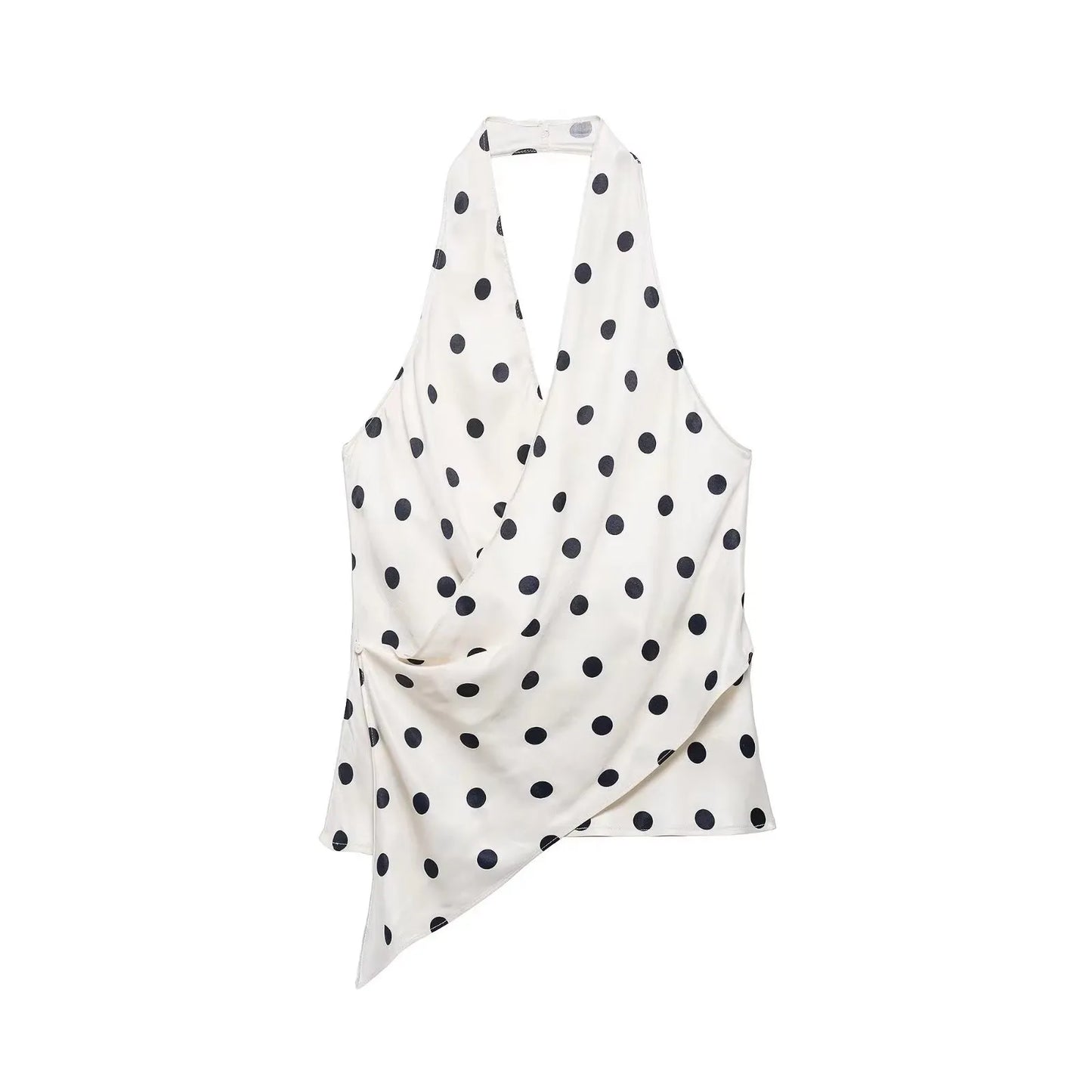 HH Minimalist Womens Backless Sleeveless Halter Top V Neck Casual Office Workwear Weekend Sexy Party Vacation Polka Dot Vest