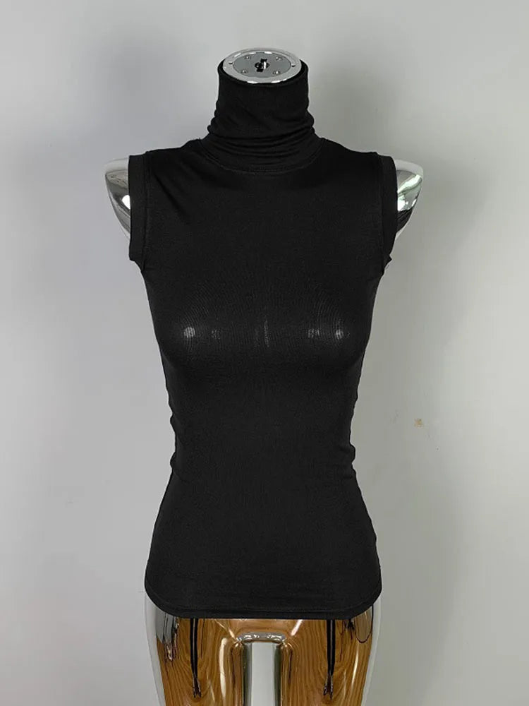 Women's Sexy Solid Halter Crop Top Sleeveless Turtleneck Camisole Summer Casual Fashion Tube Vest