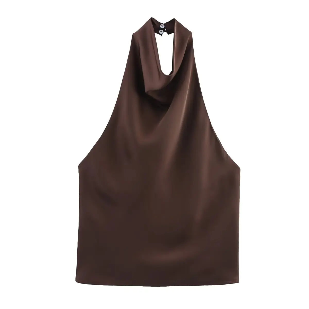 HH Spring Elegant Women Satin Halter Tops 2026 Summer Backless Off Shoulder Corset Vest Female Fashion Slim Crop Tank Top