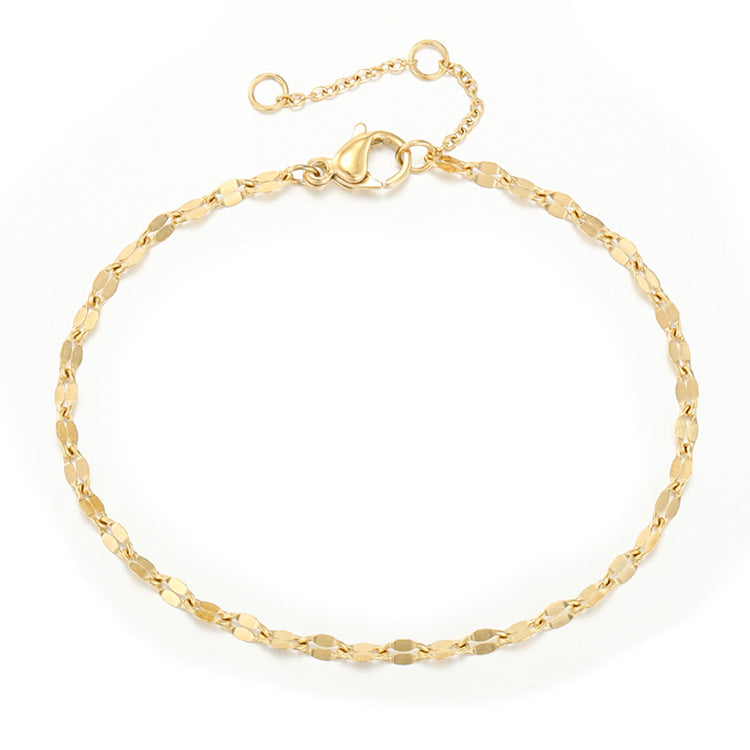 Ins Simple Lip Chain Adjustable Women's Golden Stainless Steel Bracelet Lace Chain Bracelet 14K Titanium Steel Jewelry Wholesale