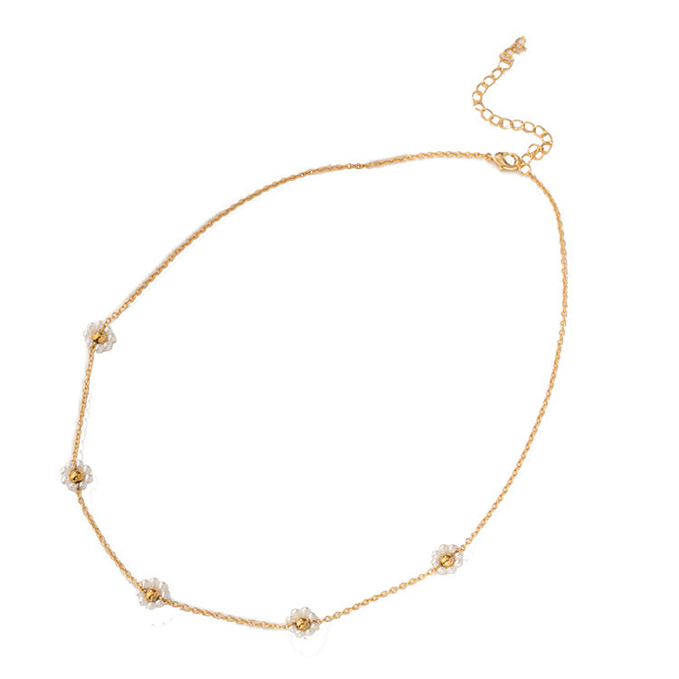 Lishan Versatile Bowknot Accessories Titanium Steel Metal Chain Series Layered Natural Stone Necklace Clavicle Chain for Women