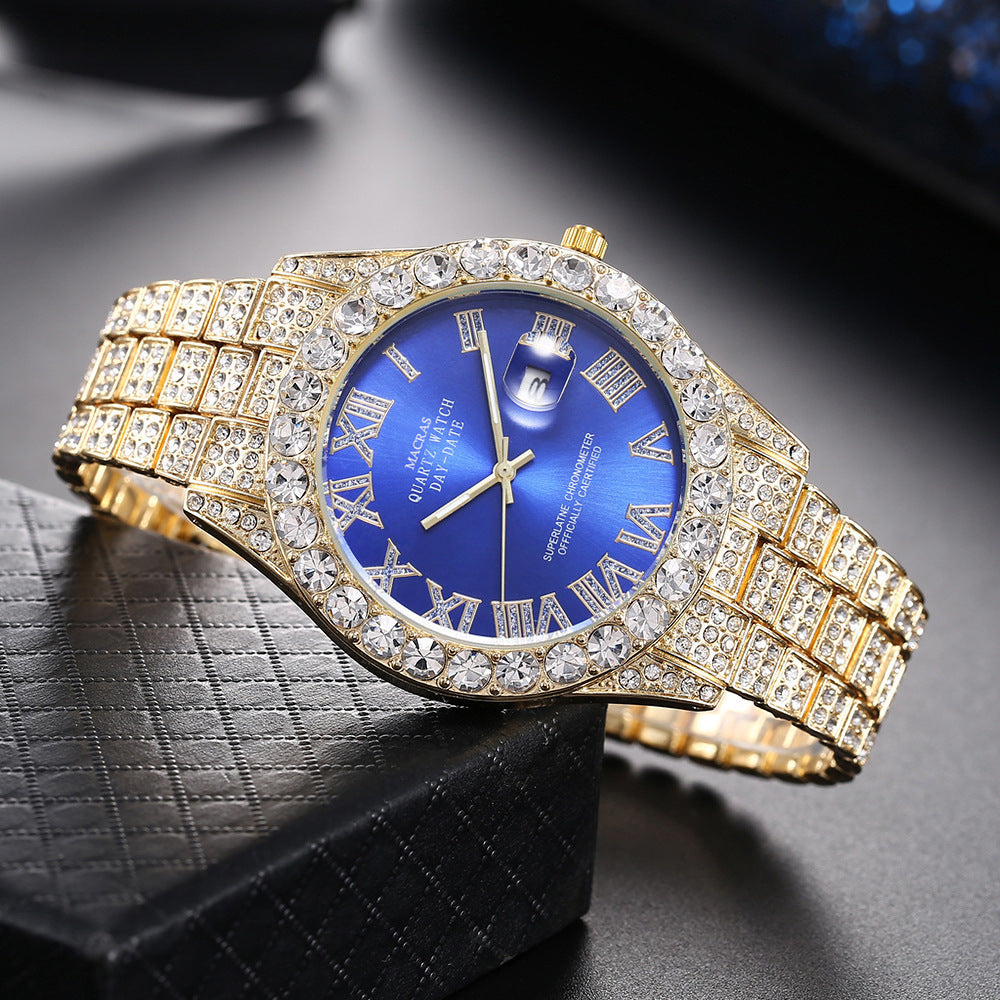 Women's 16-Piece Crystal Watch & Jewelry Set of Various Diamond-Encrusted Watches, Diamond-Shaped Cuban Bracelets and Necklaces