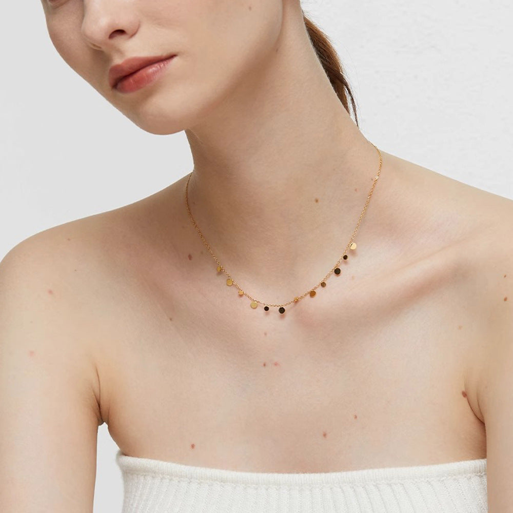 Lishan Versatile Bowknot Accessories Titanium Steel Metal Chain Series Layered Natural Stone Necklace Clavicle Chain for Women
