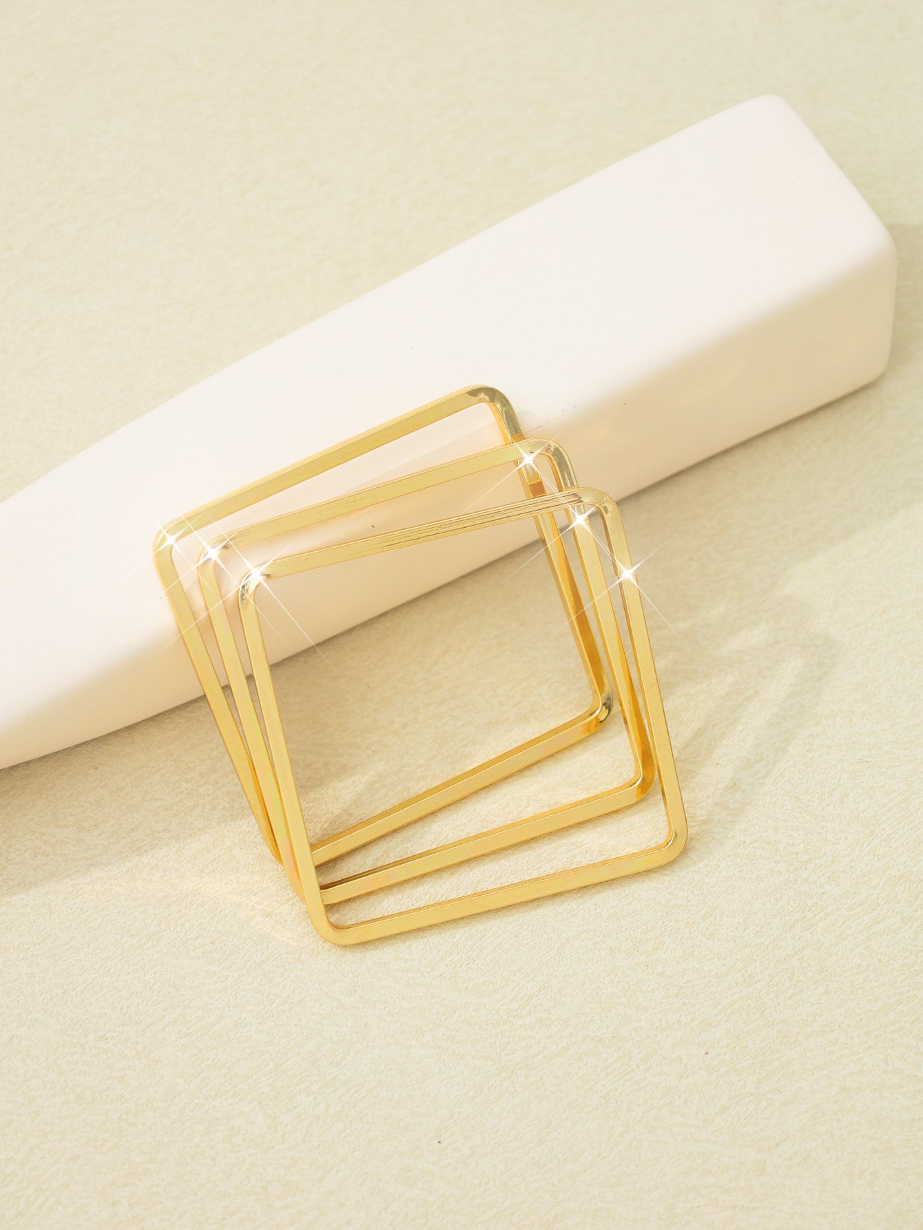 3-Piece Set of European and American Fashion Simple Stylish Generous Elegant Line Square Metal Bracelet Female Wholesale