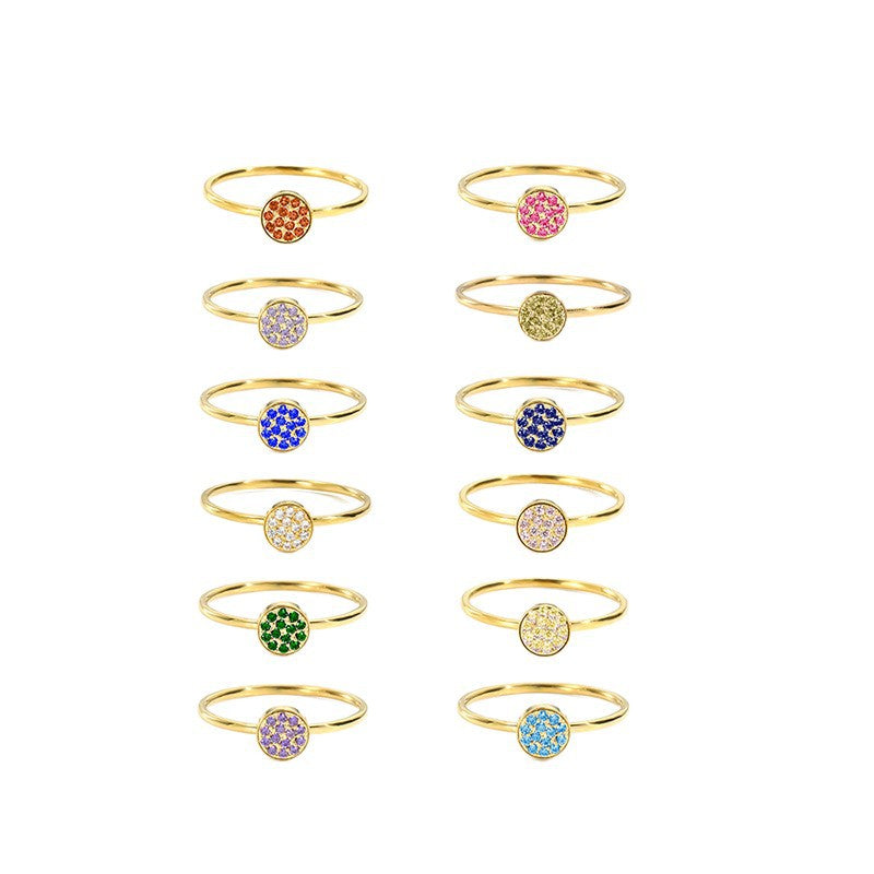 St.Delan Stainless Steel Full Diamond Ring Accessible Luxury Birthstone Ring Women's Titanium Steel Ring Cross-Border Jewelry Ring