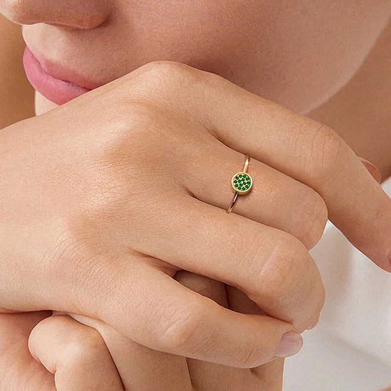St.Delan Stainless Steel Full Diamond Ring Accessible Luxury Birthstone Ring Women's Titanium Steel Ring Cross-Border Jewelry Ring