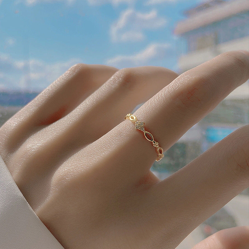 925 Silver Plated Fashion Distinctive Ring Women's Light Luxury Ins Simple Niche Design Ring Adjustable Opening of Index Finger