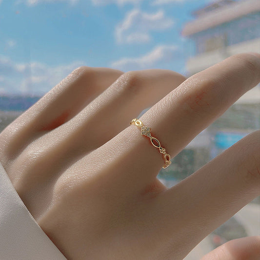 925 Silver Plated Fashion Distinctive Ring Women's Light Luxury Ins Simple Niche Design Ring Adjustable Opening of Index Finger