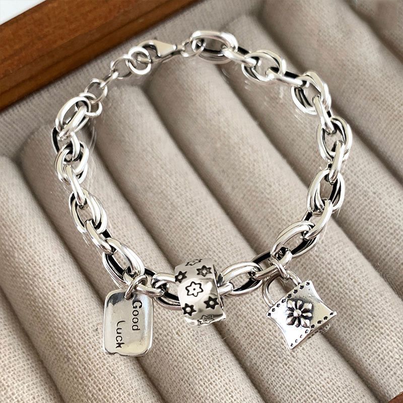 Six-pointed Star Old 925 Sterling Silver Bracelet Women's Autumn and Winter 2025 New Ins Niche Design Cold Style Couple Bracelet