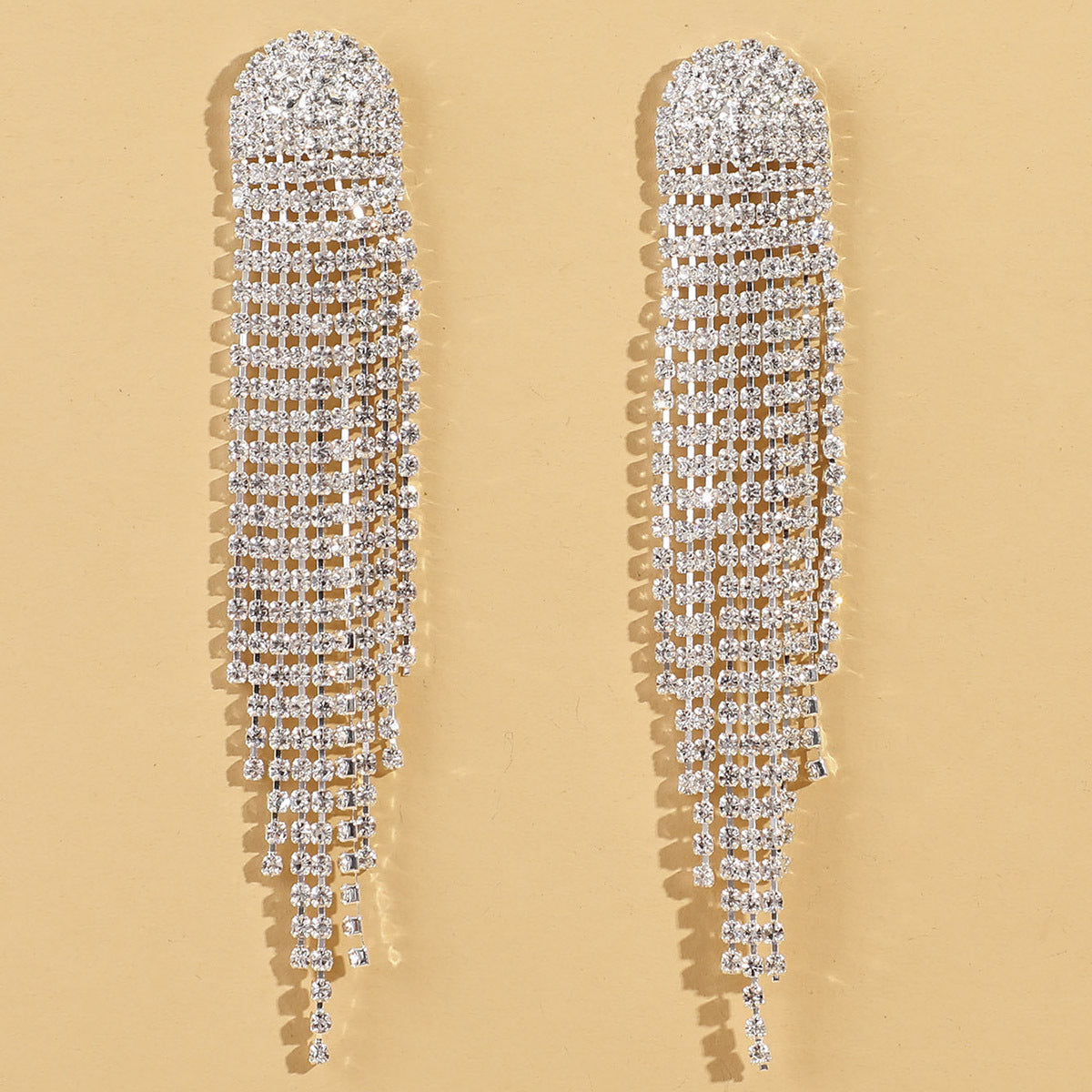 Long Rhinestone Tassel Earrings Simple Tassel Earrings Bridal Wedding Banquet Light Luxury Ladies Earrings European and American Jewelry