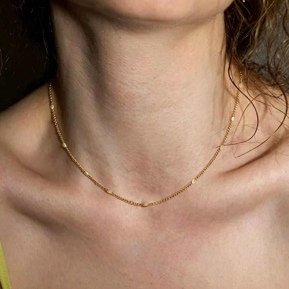 Lishan Versatile Bowknot Accessories Titanium Steel Metal Chain Series Layered Natural Stone Necklace Clavicle Chain for Women