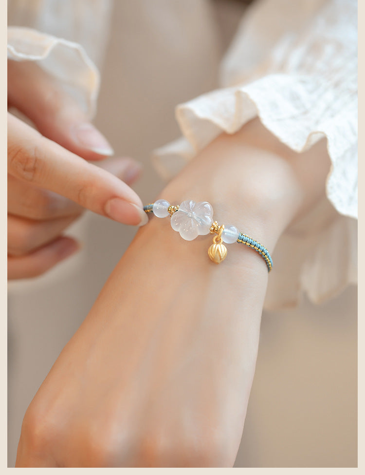 New Chinese Style Design Sense Plum Blossom Woven Bracelet Women's Chinese Style Adjustable Woven Hand Rope Gift Hand Woven Rope