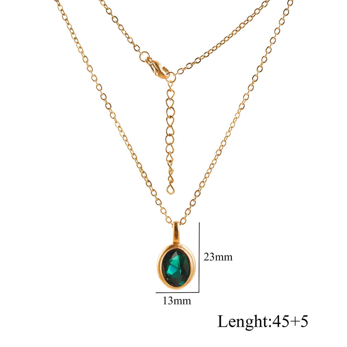 Stainless Steel French Style Ins Style Retro Oval Gem Necklace Women's Titanium Steel Light Luxury Niche Design Clavicle Chain