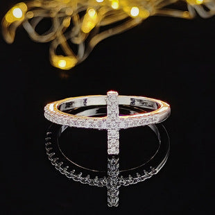 Amazon Supply Hot Selling Creative Irregular Geometric Hollow Women's Aaa Zircon Ring in stock R4875