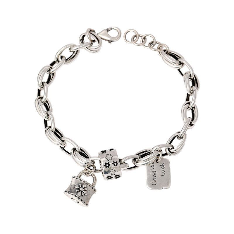 Six-pointed Star Old 925 Sterling Silver Bracelet Women's Autumn and Winter 2025 New Ins Niche Design Cold Style Couple Bracelet