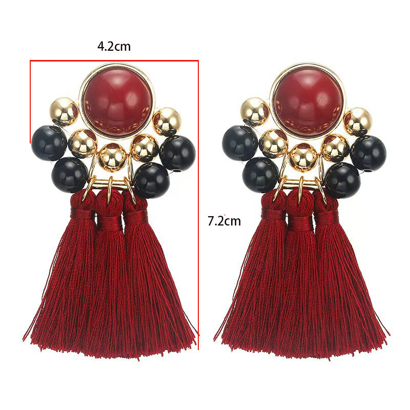 European and American New Round Pendant Earrings, Feminine Fashion, Geometric Tassel Earrings, Niche Light Luxury Earrings and Accessories