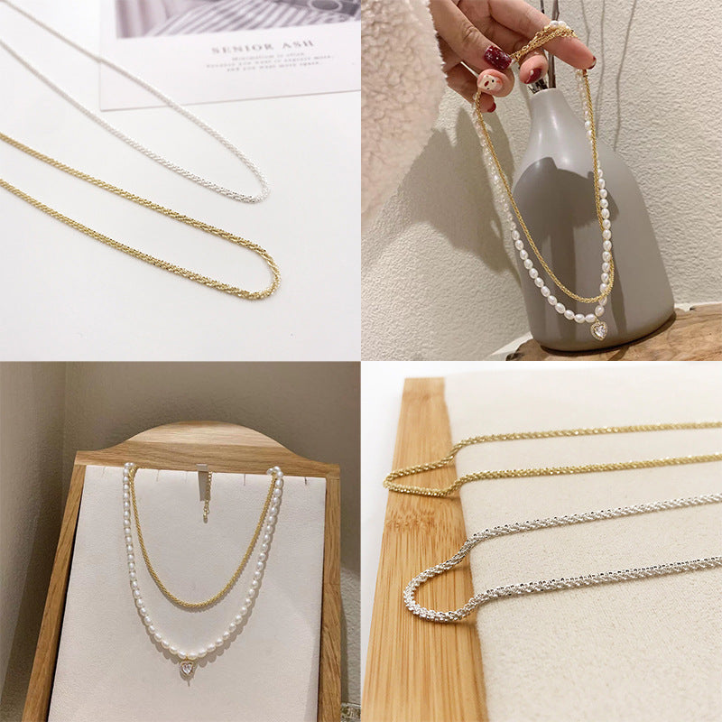 Sparkling Necklace Women's Light Luxury Niche Lockbone Chain New High-end Star Necklace Chain Simple Accessories