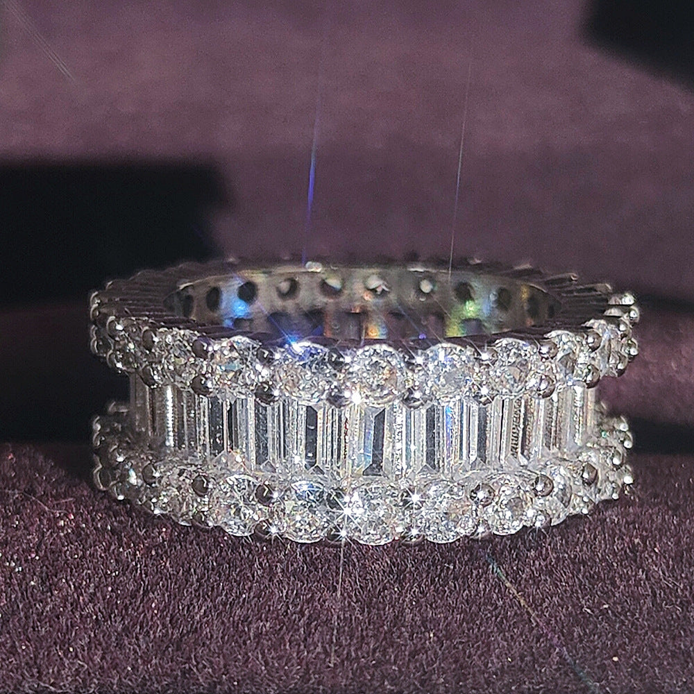 Luxury multi-row 3A zircon micro-inlaid full diamond ring eternal ring jewelry phantom r4575
