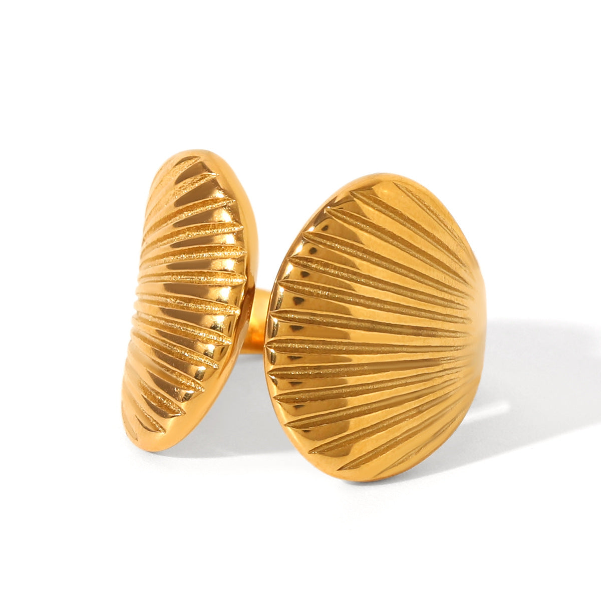 European and American stainless steel shell opening ring inlaid white shell ring women's non-fading ring high-level color matching jewelry