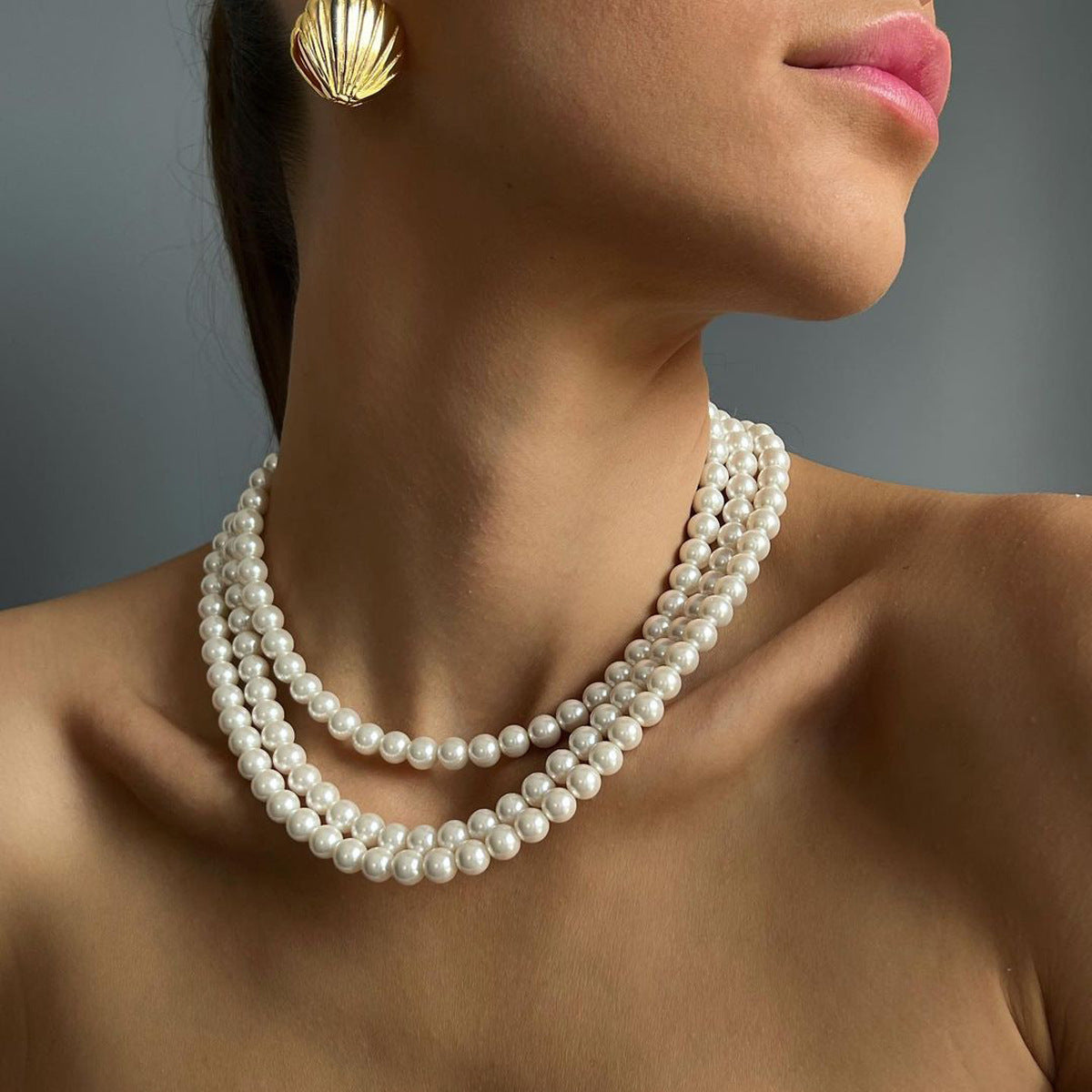 Imitation Pearl Necklace Wholesale European and American Cross-Border Fashion Retro Jewelry Women's Accessible Luxury Niche High-End Choker Necklace