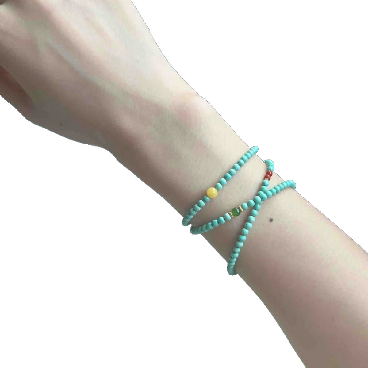 New Niche Turquoise Bracelet Multi-Circle Millet Bead Bracelet for Women New Chinese Fashion Design Light Luxury Bestie Gift