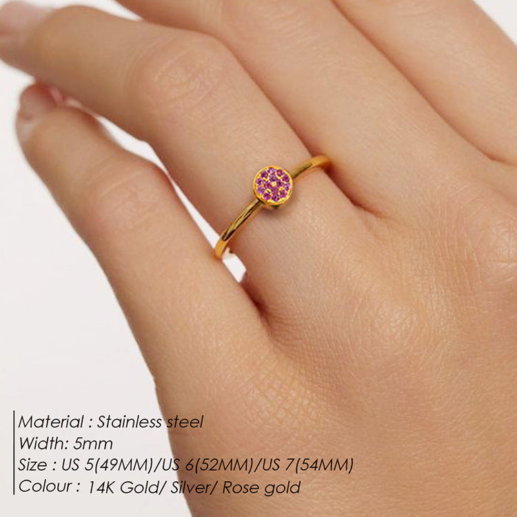 St.Delan Stainless Steel Full Diamond Ring Accessible Luxury Birthstone Ring Women's Titanium Steel Ring Cross-Border Jewelry Ring