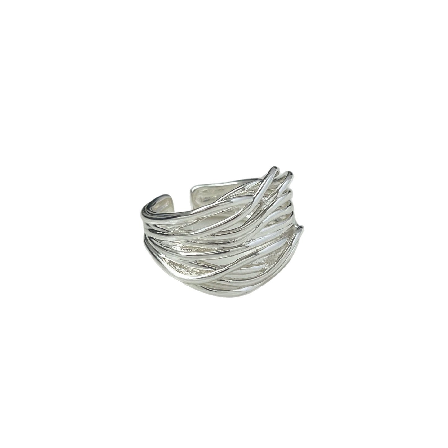 Minimalist Multi-Layered Line Cross Ring for Women, Simple and Unique Geometric Open Ring, Trendy Index Finger Ring