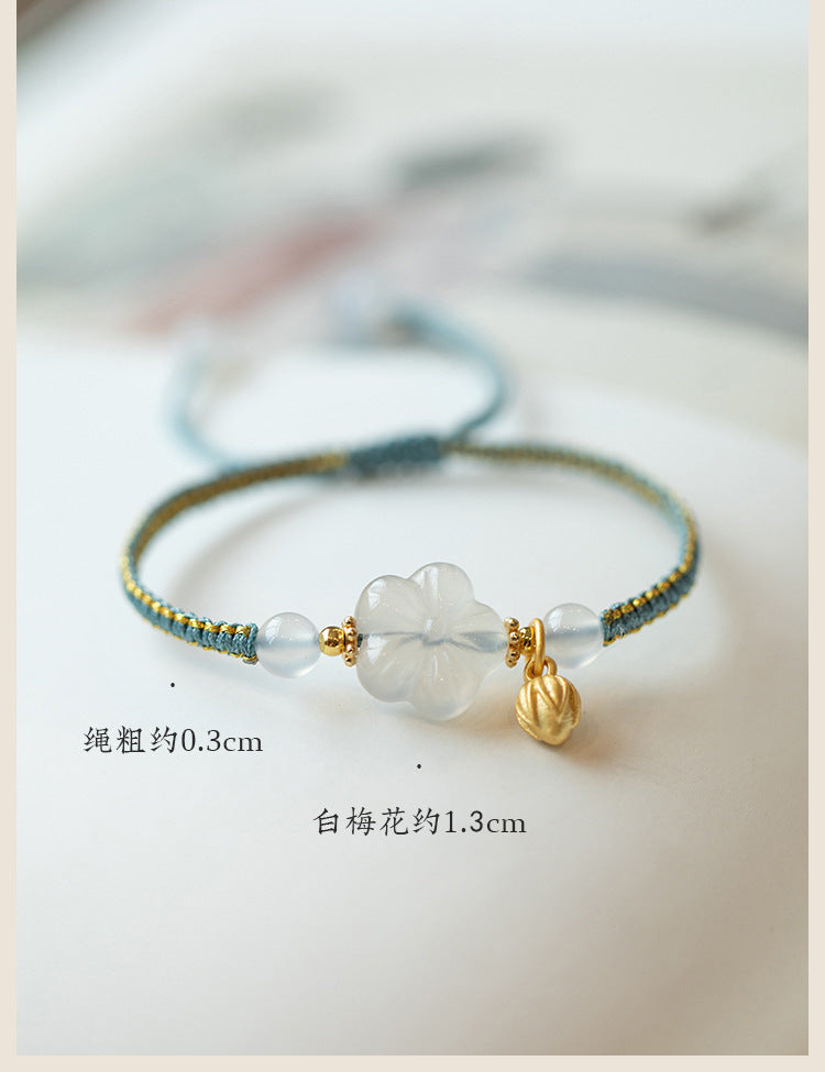 New Chinese Style Design Sense Plum Blossom Woven Bracelet Women's Chinese Style Adjustable Woven Hand Rope Gift Hand Woven Rope