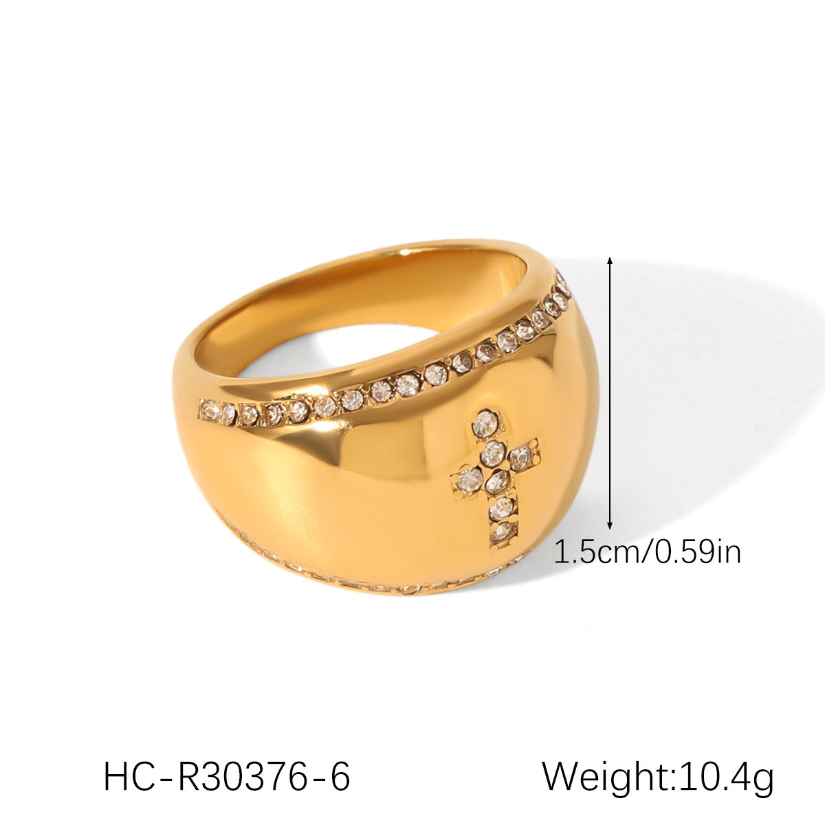 European and American stainless steel shell opening ring inlaid white shell ring women's non-fading ring high-level color matching jewelry