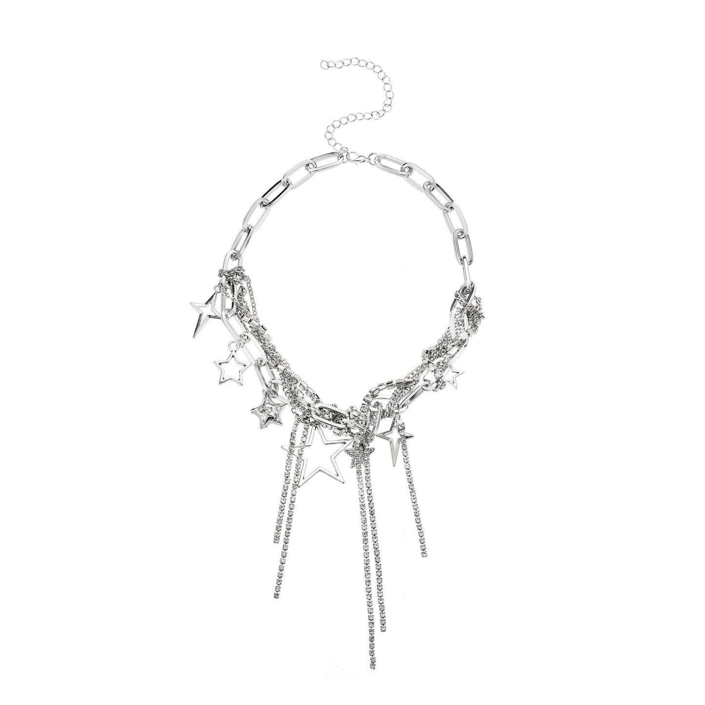 European and American Cross-border Jewelry Fashion New Star Pendant Necklace Women's Personality Winding Necklace Spice Girl Tassel Necklace