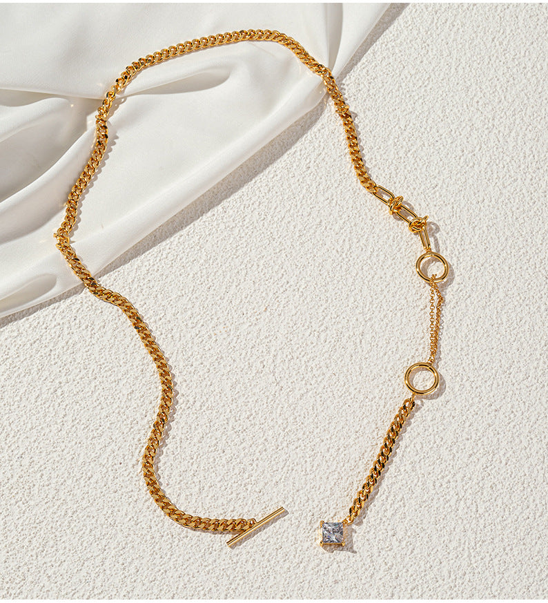 Lishan Versatile Bowknot Accessories Titanium Steel Metal Chain Series Layered Natural Stone Necklace Clavicle Chain for Women