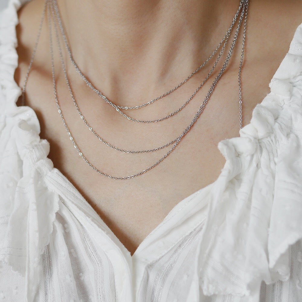European and American simple versatile thin chain plain chain high temperament necklace clavicle chain women with dress shirt jewelry