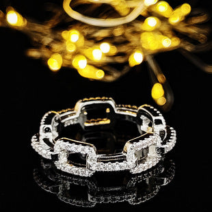 Amazon Supply Hot Selling Creative Irregular Geometric Hollow Women's Aaa Zircon Ring in stock R4875