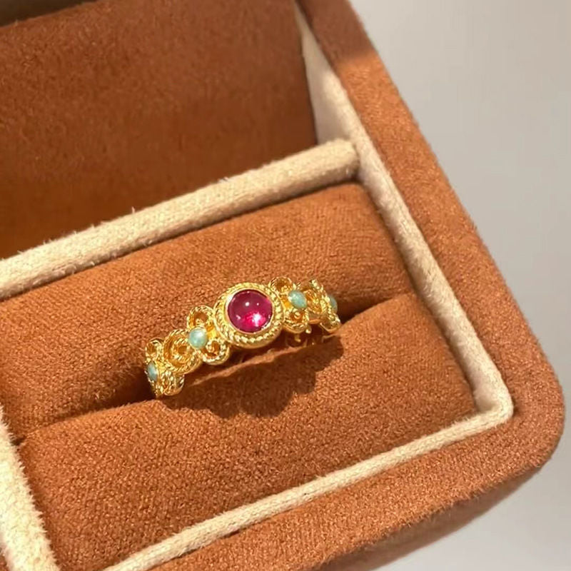 Niche Exquisite Royal Blue Zircon Ring Women's Fashion Distinctive Light Luxury All-match High-end Sense Stacked Open Finger Ring
