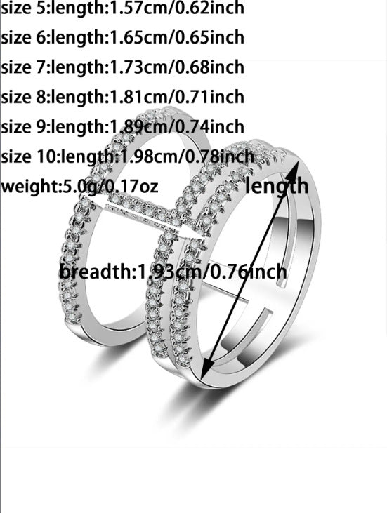 Amazon Supply Hot Selling Creative Irregular Geometric Hollow Women's Aaa Zircon Ring in stock R4875
