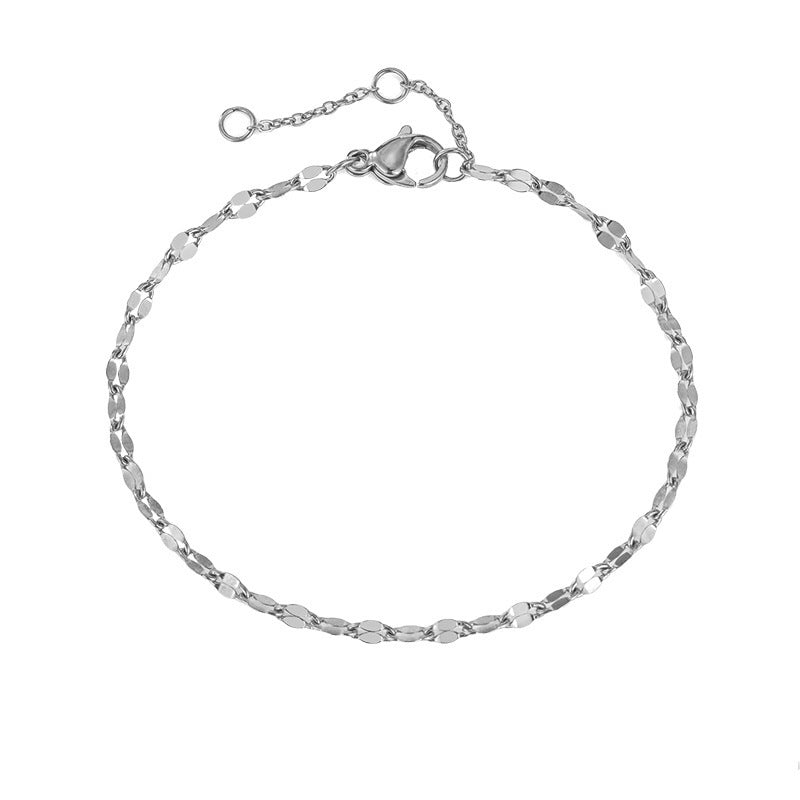 Ins Simple Lip Chain Adjustable Women's Golden Stainless Steel Bracelet Lace Chain Bracelet 14K Titanium Steel Jewelry Wholesale