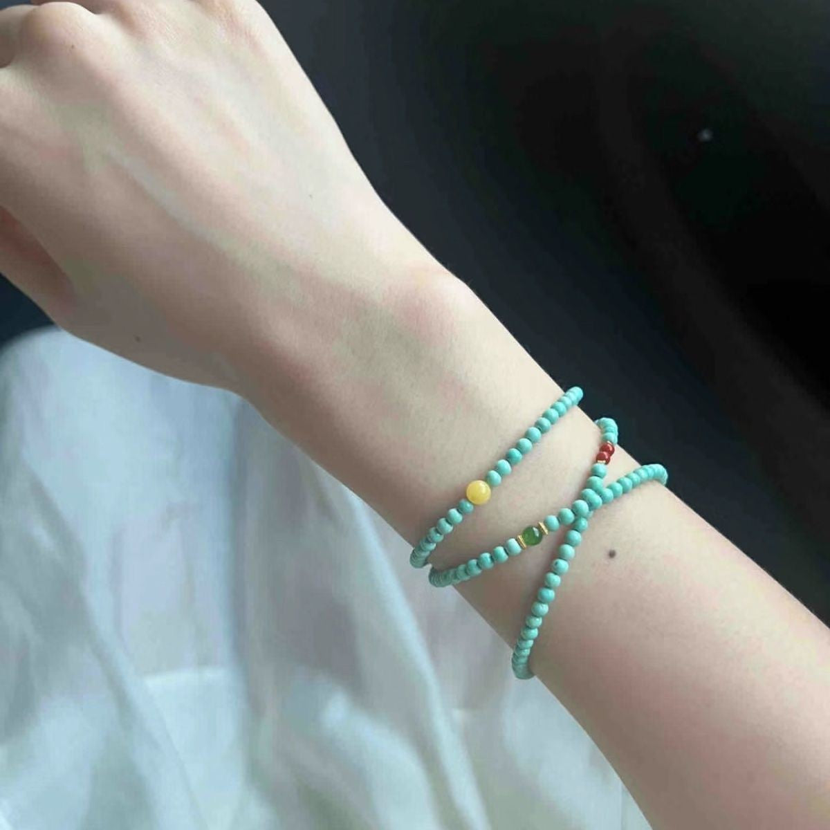 New Niche Turquoise Bracelet Multi-Circle Millet Bead Bracelet for Women New Chinese Fashion Design Light Luxury Bestie Gift