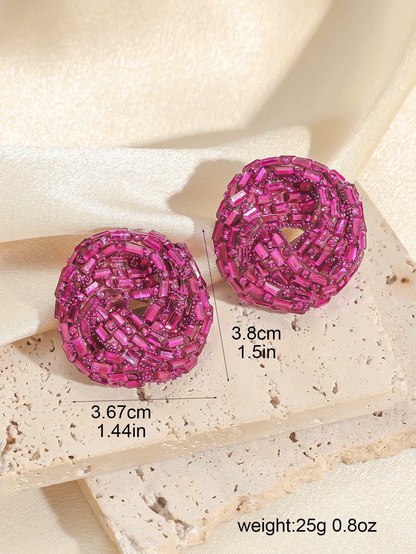 European and American Cross-border New Water Drop Round Stained Glass Full Diamond Light Luxury Earrings Fashion Earrings High-end Earrings for Women