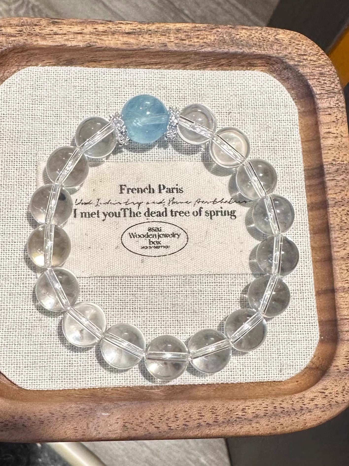 Natural Aquamarine White Crystal Bracelet for Women, New Hot Style, Light Luxury, Niche and High-End, Valentine's Day Gift for Girlfriend
