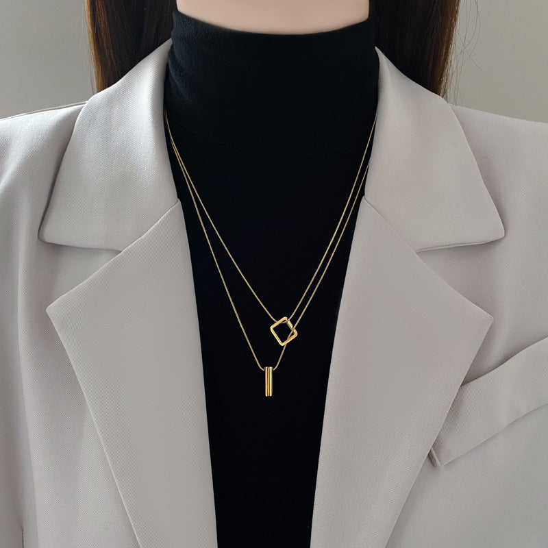 Double-Layer Necklace 2024 New Women's Sweater Chain Accessible Luxury Niche Design High-End Non-Fading Clavicle Chain Accessories