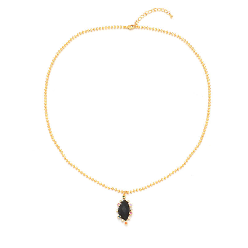 Lishan Versatile Bowknot Accessories Titanium Steel Metal Chain Series Layered Natural Stone Necklace Clavicle Chain for Women
