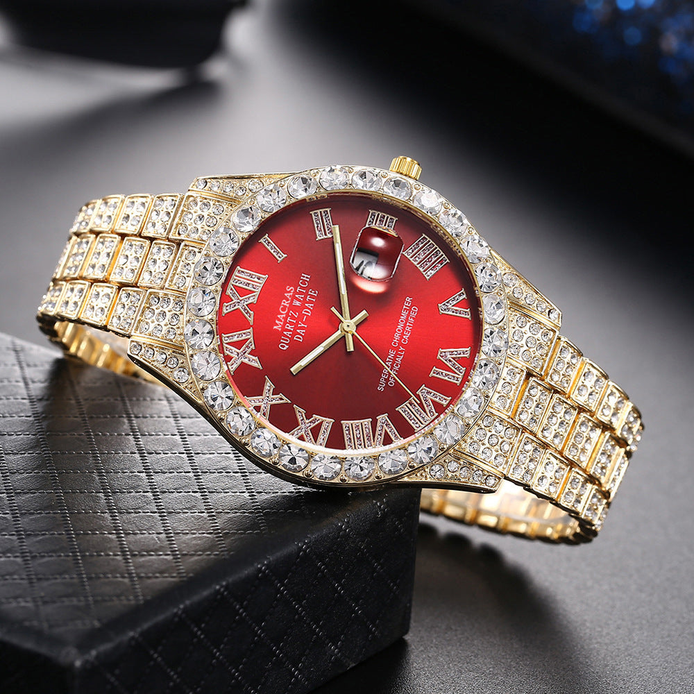 Women's 16-Piece Crystal Watch & Jewelry Set of Various Diamond-Encrusted Watches, Diamond-Shaped Cuban Bracelets and Necklaces