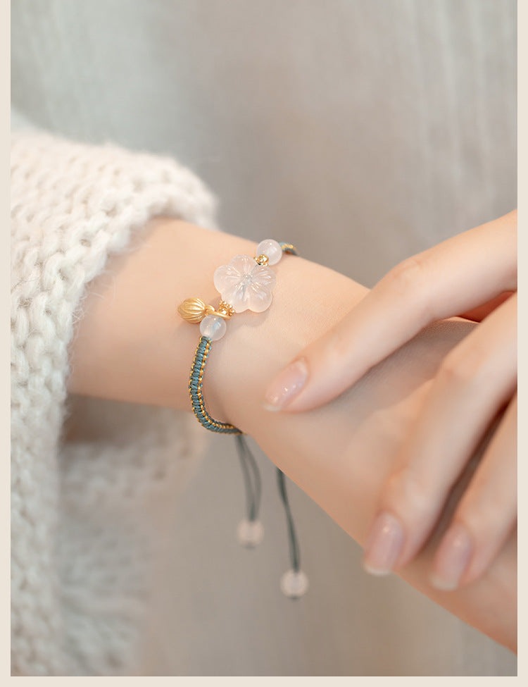 New Chinese Style Design Sense Plum Blossom Woven Bracelet Women's Chinese Style Adjustable Woven Hand Rope Gift Hand Woven Rope