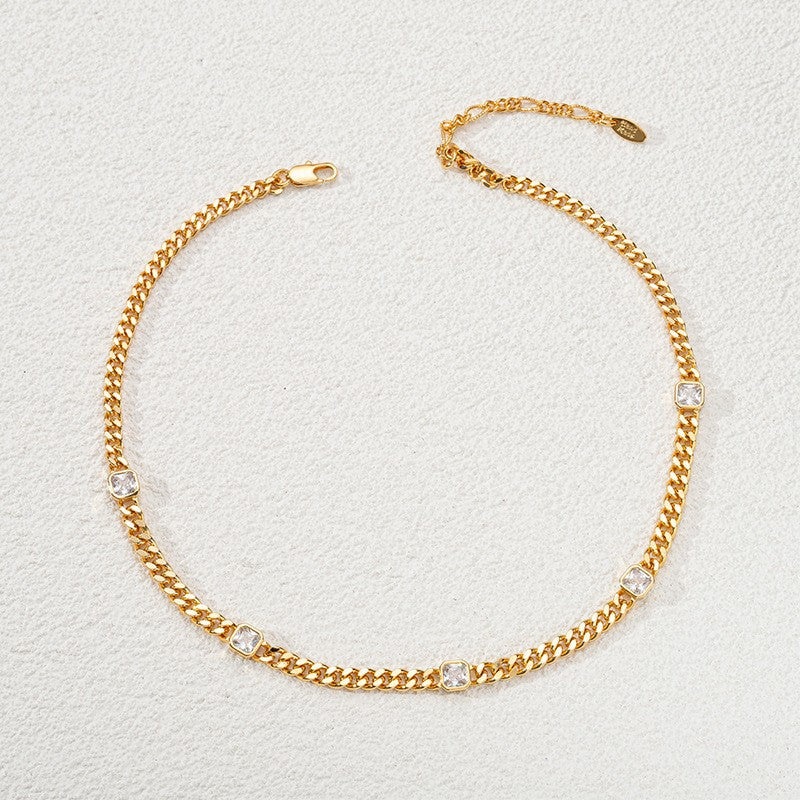 Lishan Versatile Bowknot Accessories Titanium Steel Metal Chain Series Layered Natural Stone Necklace Clavicle Chain for Women