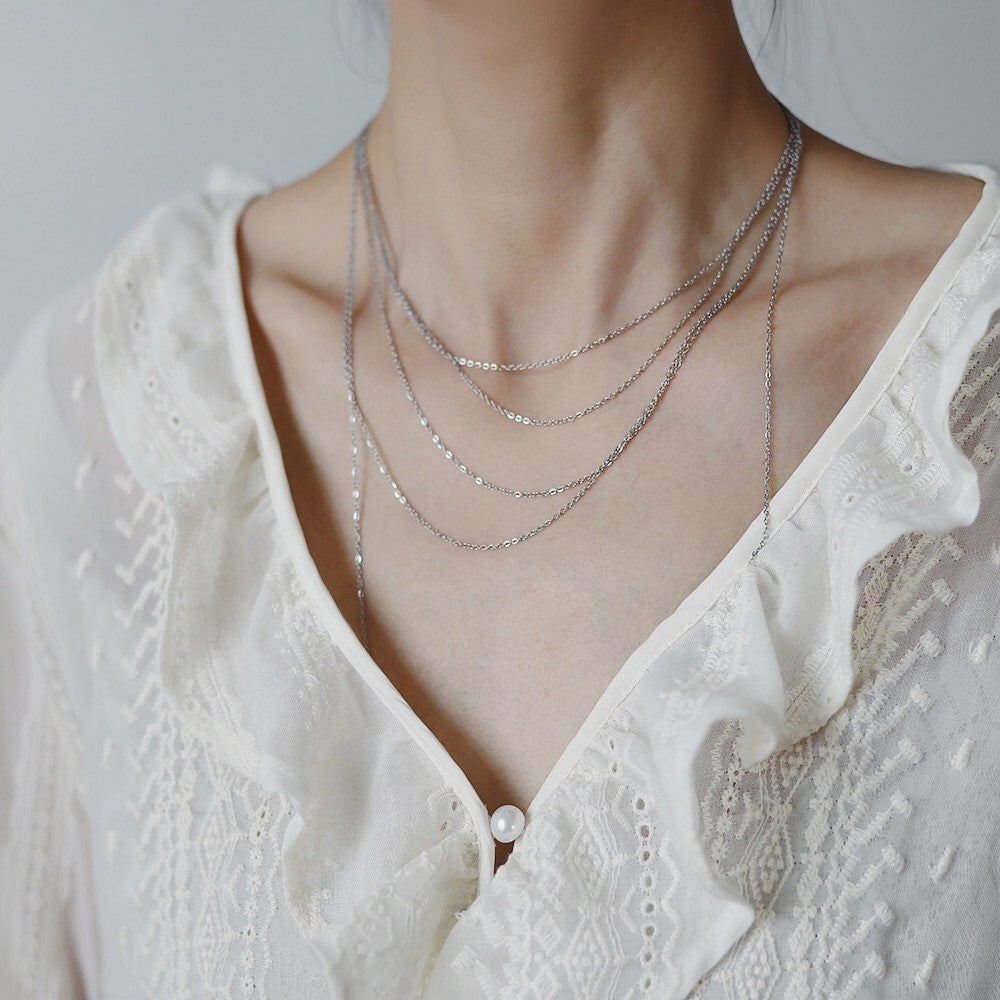 European and American simple versatile thin chain plain chain high temperament necklace clavicle chain women with dress shirt jewelry