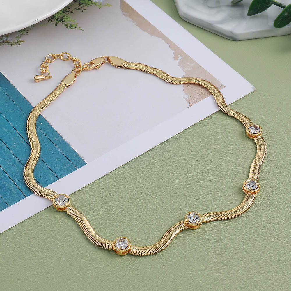 Lishan Versatile Bowknot Accessories Titanium Steel Metal Chain Series Layered Natural Stone Necklace Clavicle Chain for Women